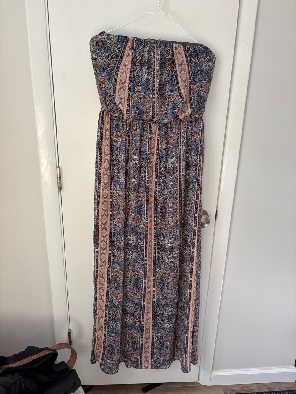 Y2K Boho Beachy Plus Size Strapless Paisley Flowy Maxi Dress Retro Forever 21